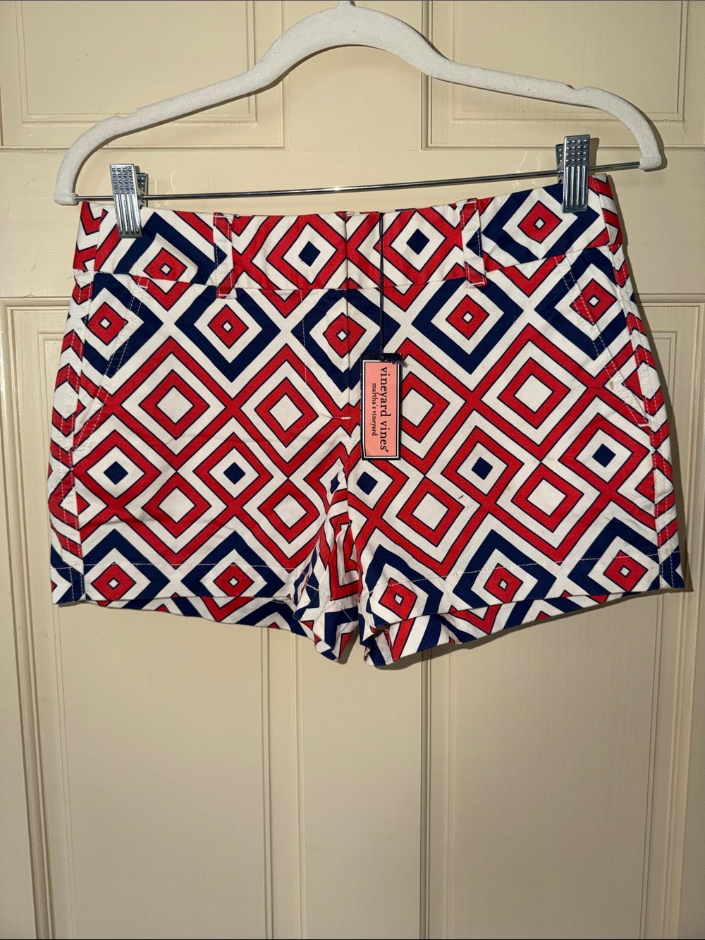 Vineyard Vines Red, Navy & White Geometric Print Shorts